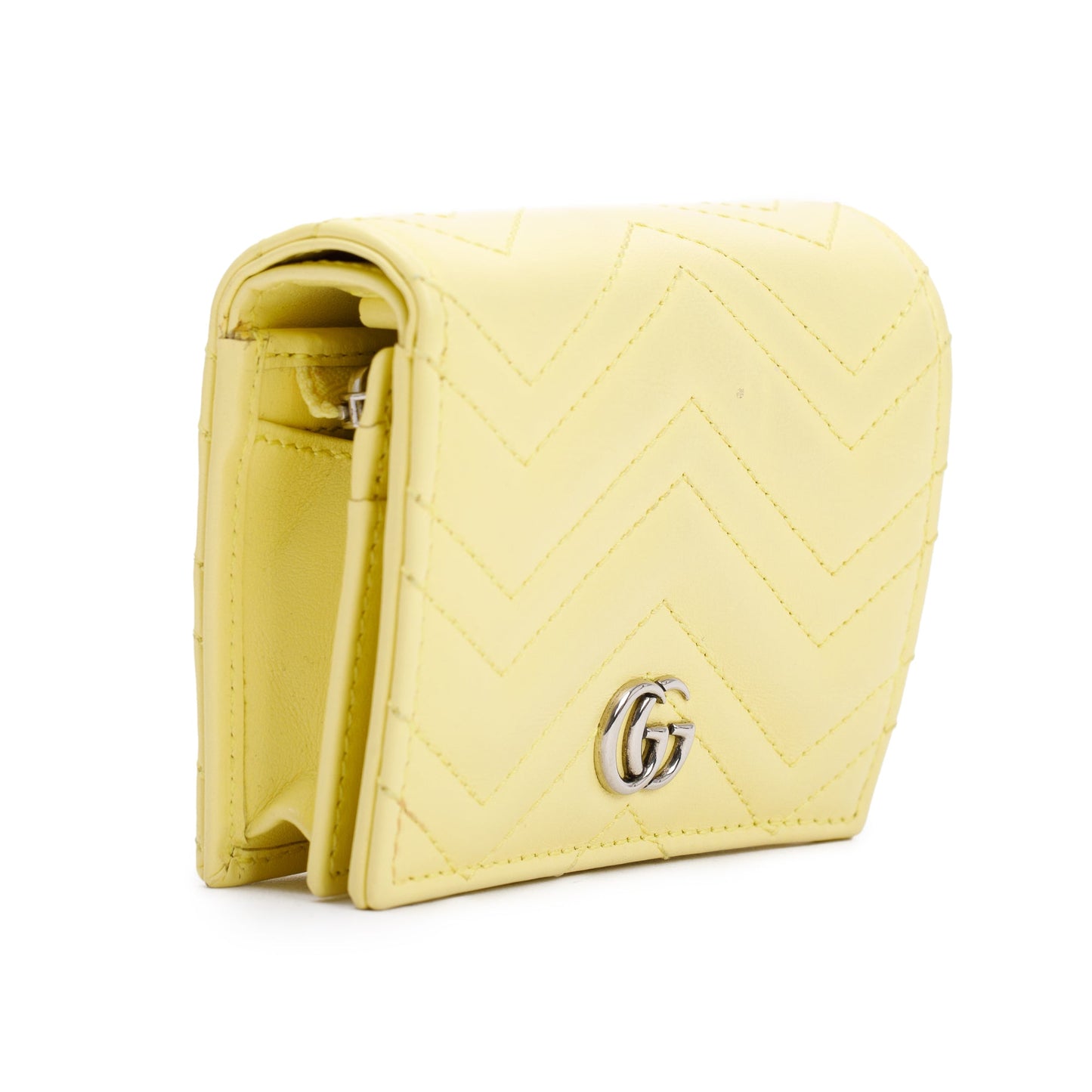 Gucci Yellow GG Marmont Matelasse Leather Mini Wallet On Chain