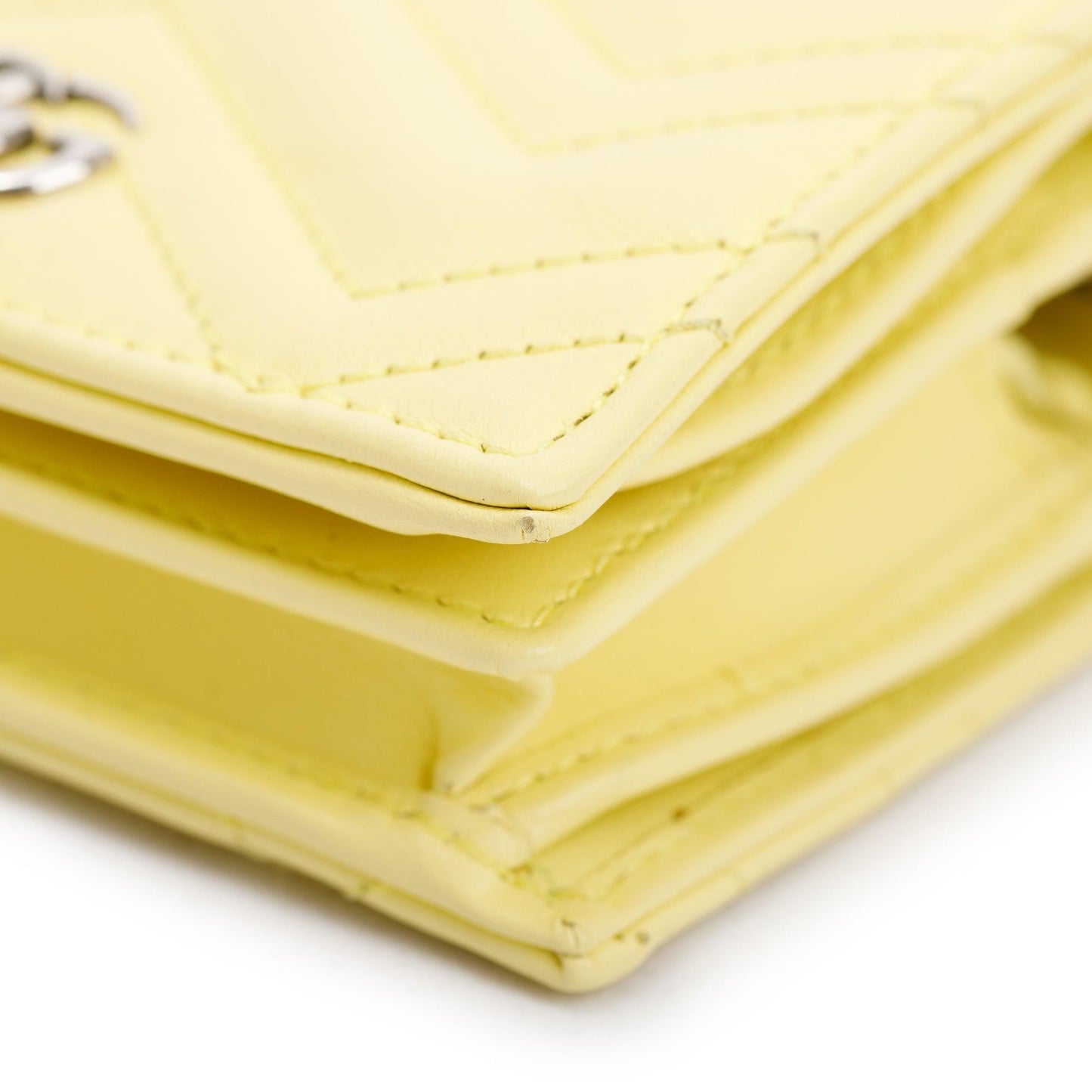 Gucci Yellow GG Marmont Matelasse Leather Mini Wallet On Chain