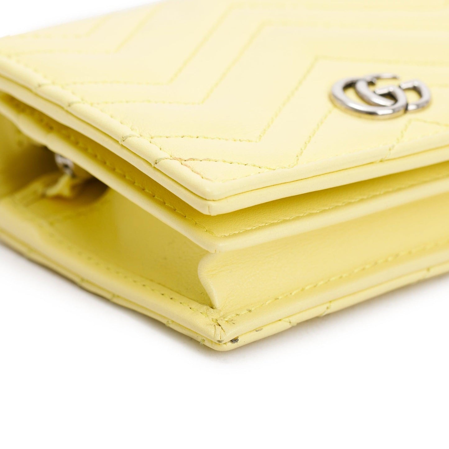 Gucci Yellow GG Marmont Matelasse Leather Mini Wallet On Chain