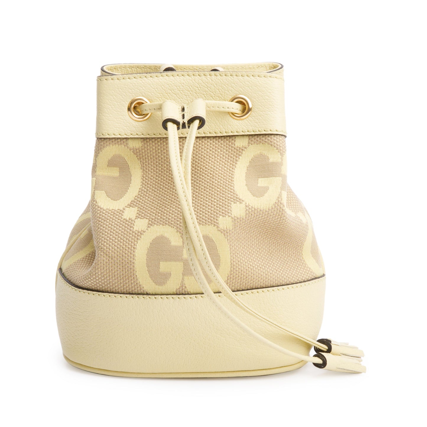 Gucci Yellow Jumbo GG Canvas & Leather Ophidia Mini Bucket Bag
