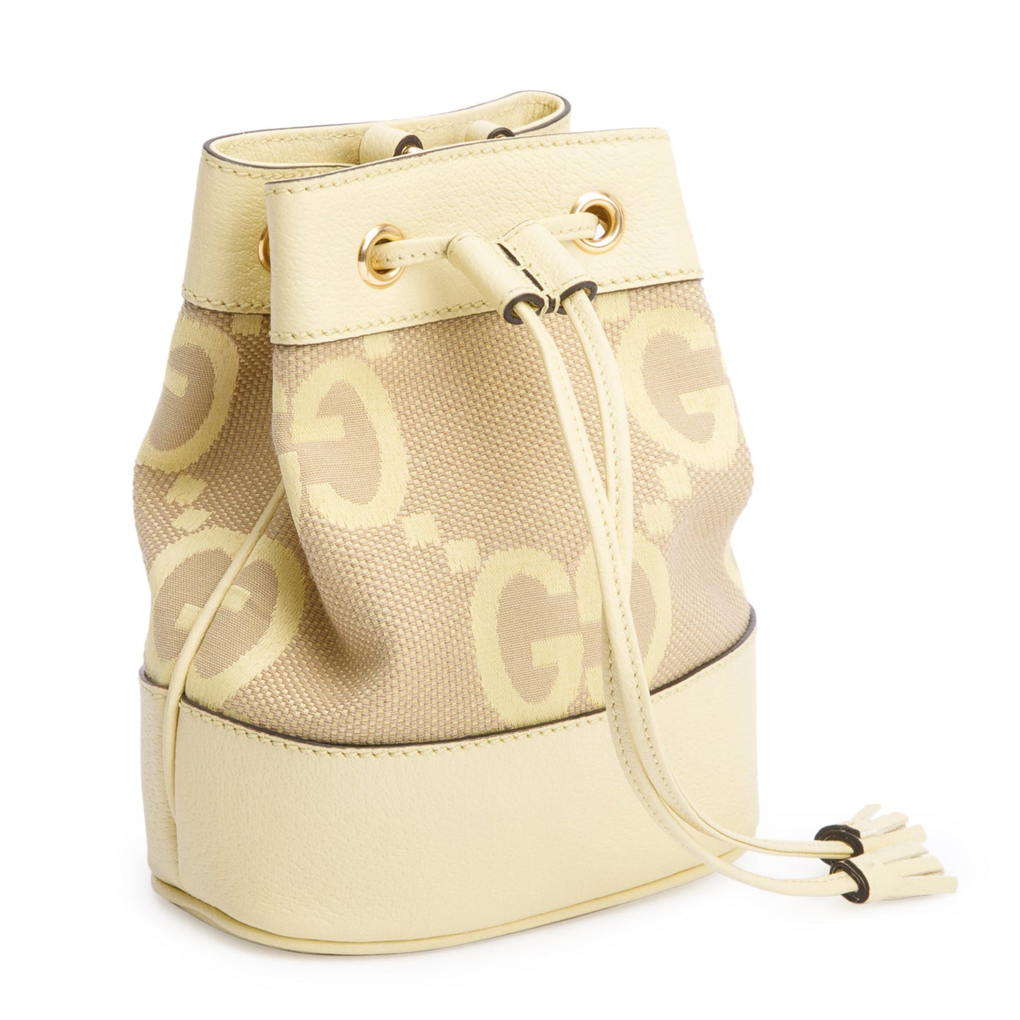 Gucci Yellow Jumbo GG Canvas & Leather Ophidia Mini Bucket Bag