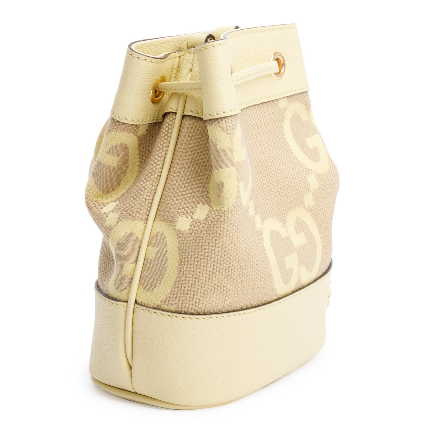 Gucci Yellow Jumbo GG Canvas & Leather Ophidia Mini Bucket Bag