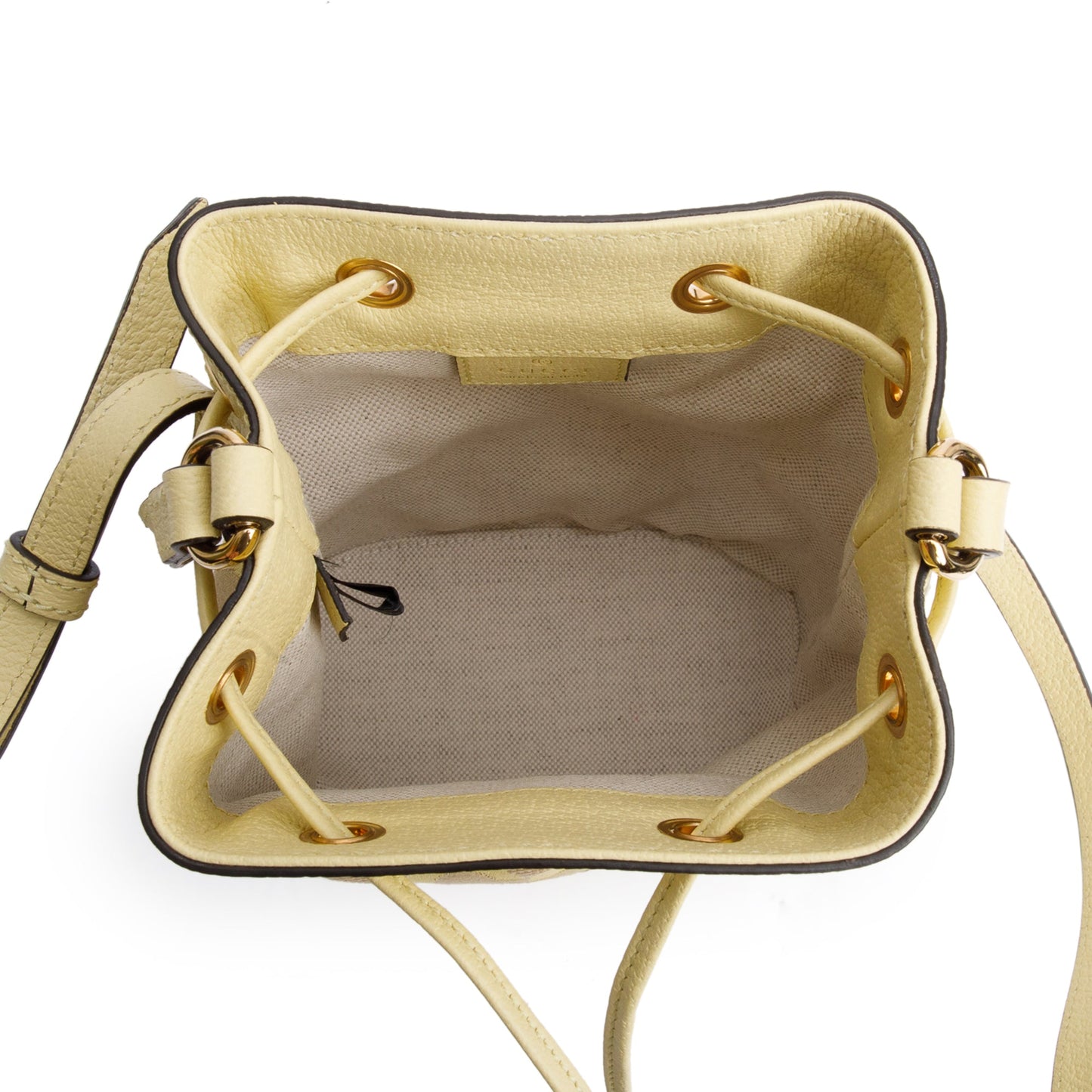 Gucci Yellow Jumbo GG Canvas & Leather Ophidia Mini Bucket Bag
