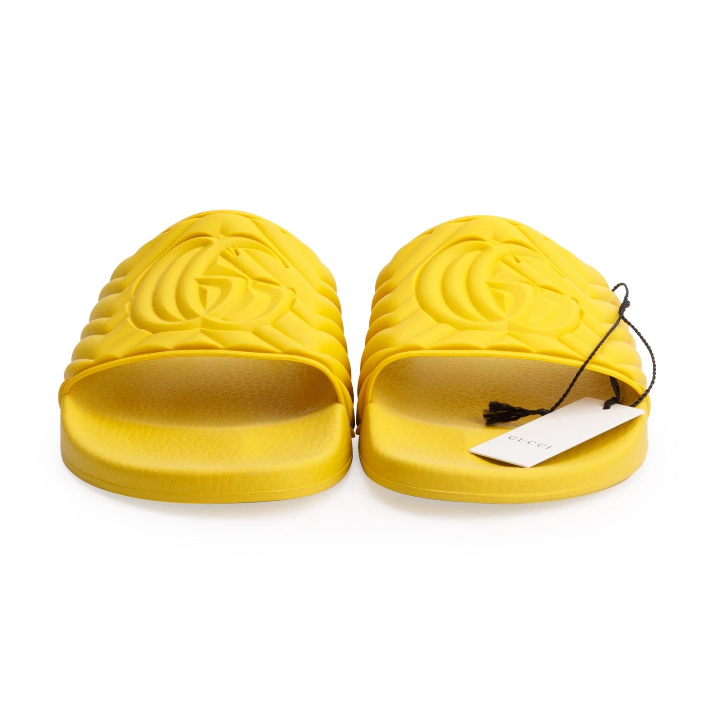 Gucci Yellow Rubber Double G Logo Slides , Size 11