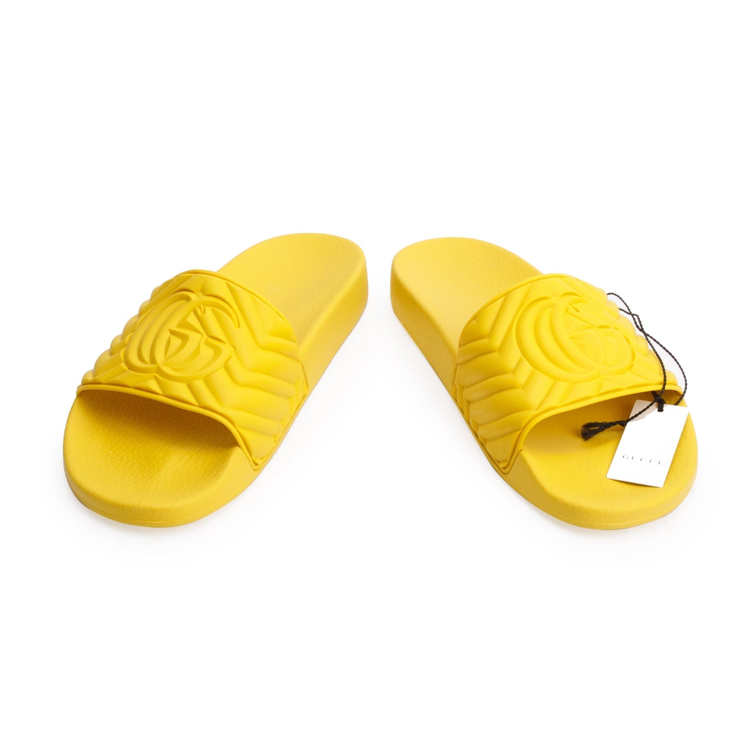 Gucci Yellow Rubber Double G Logo Slides , Size 11