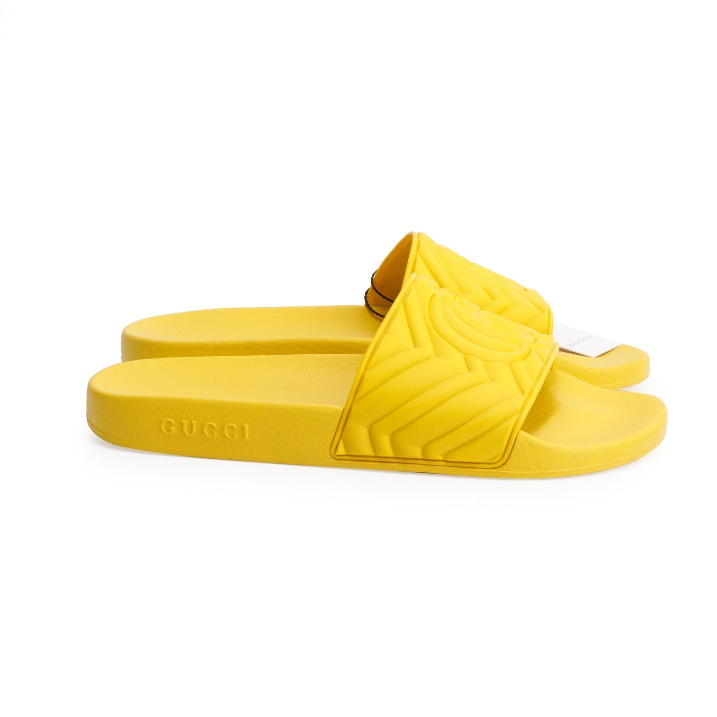 Gucci Yellow Rubber Double G Logo Slides , Size 11