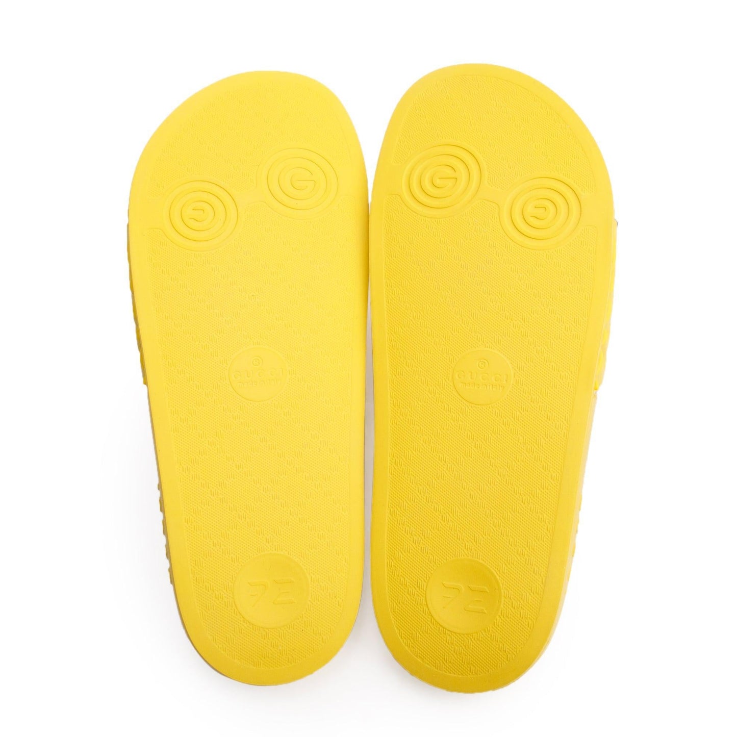Gucci Yellow Rubber Double G Logo Slides , Size 11