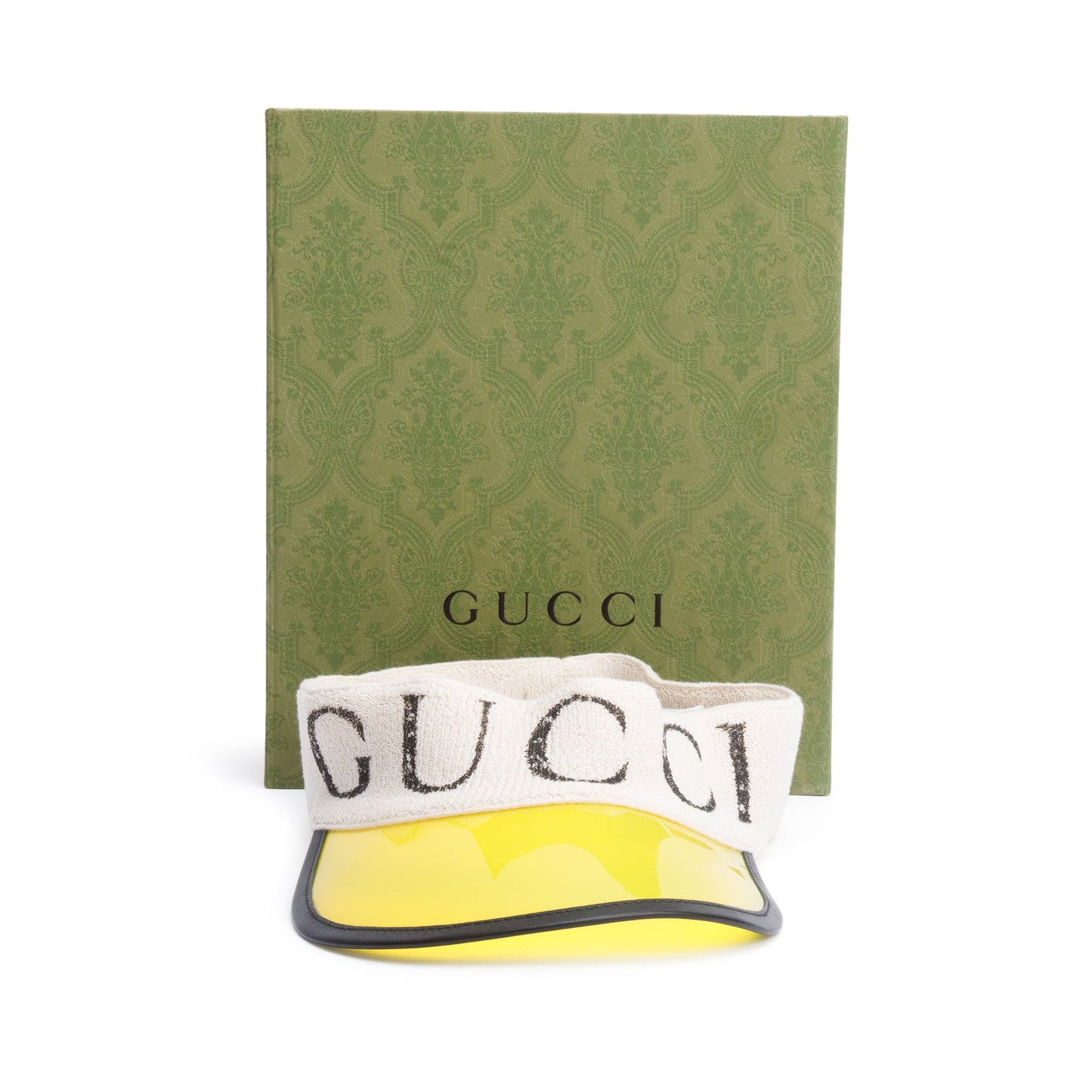 Gucci Yellow Vinyl Logo Visor, Size M 58