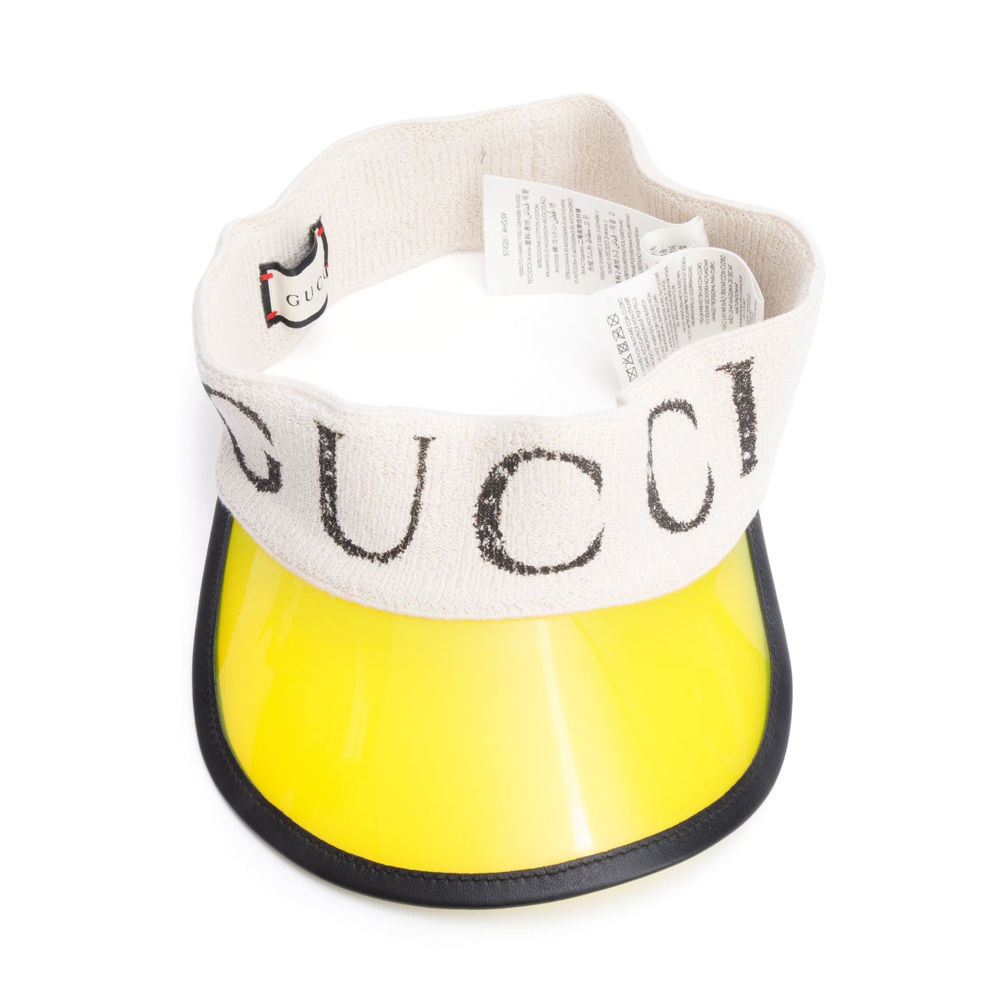 Gucci Yellow Vinyl Logo Visor, Size M 58