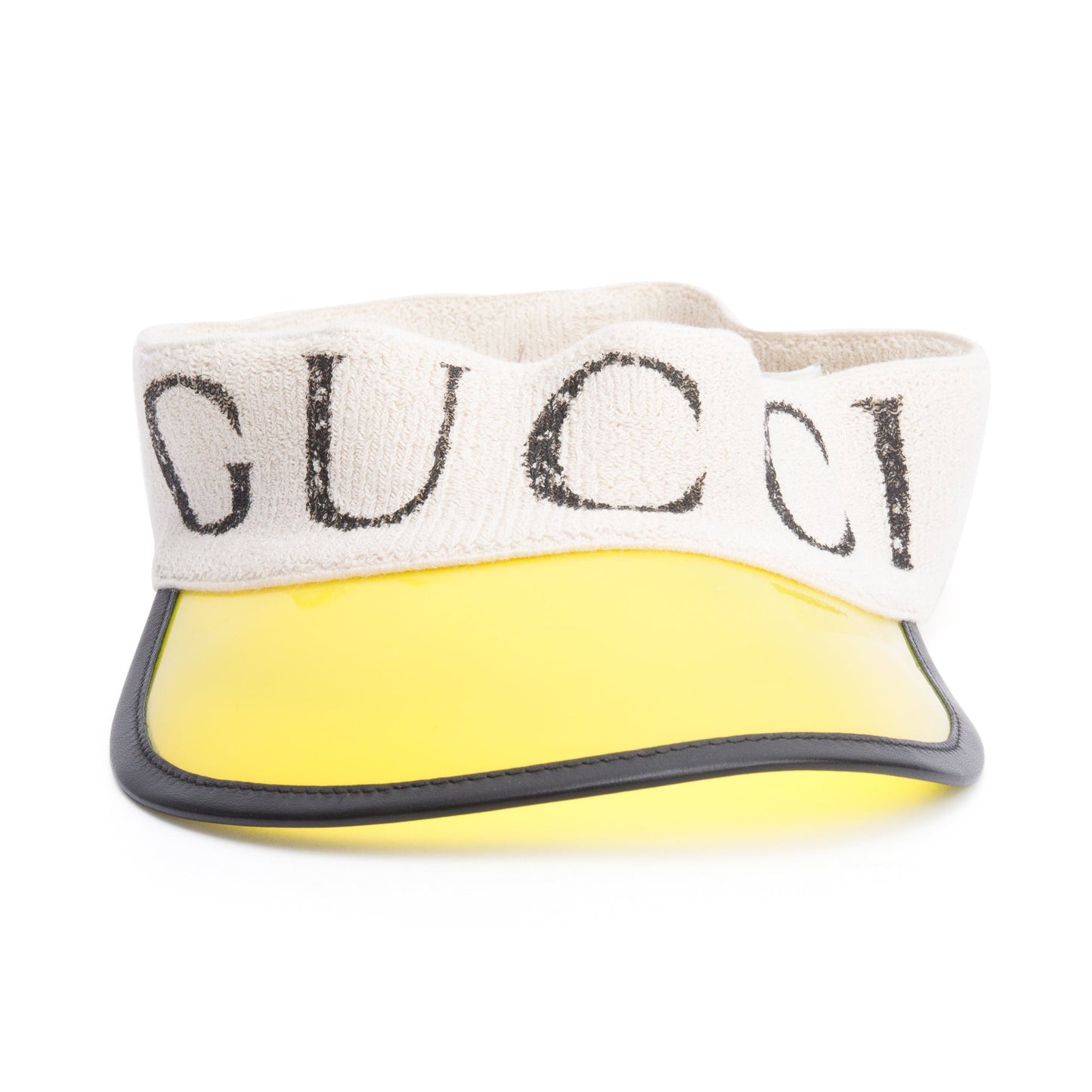 Gucci Yellow Vinyl Logo Visor, Size M 58