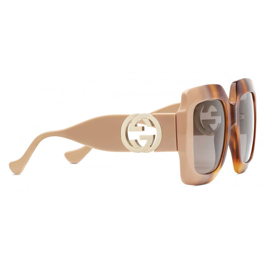 GUCCI CHAIN-TRIMMED SQUARE OVERSIZED SUNGLASSES