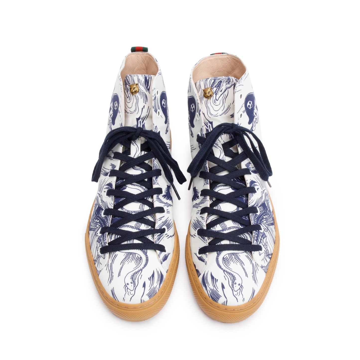 Gucci x Disney White/Blue Canvas Web Seas Storm High-Top Sneakers, Size 10