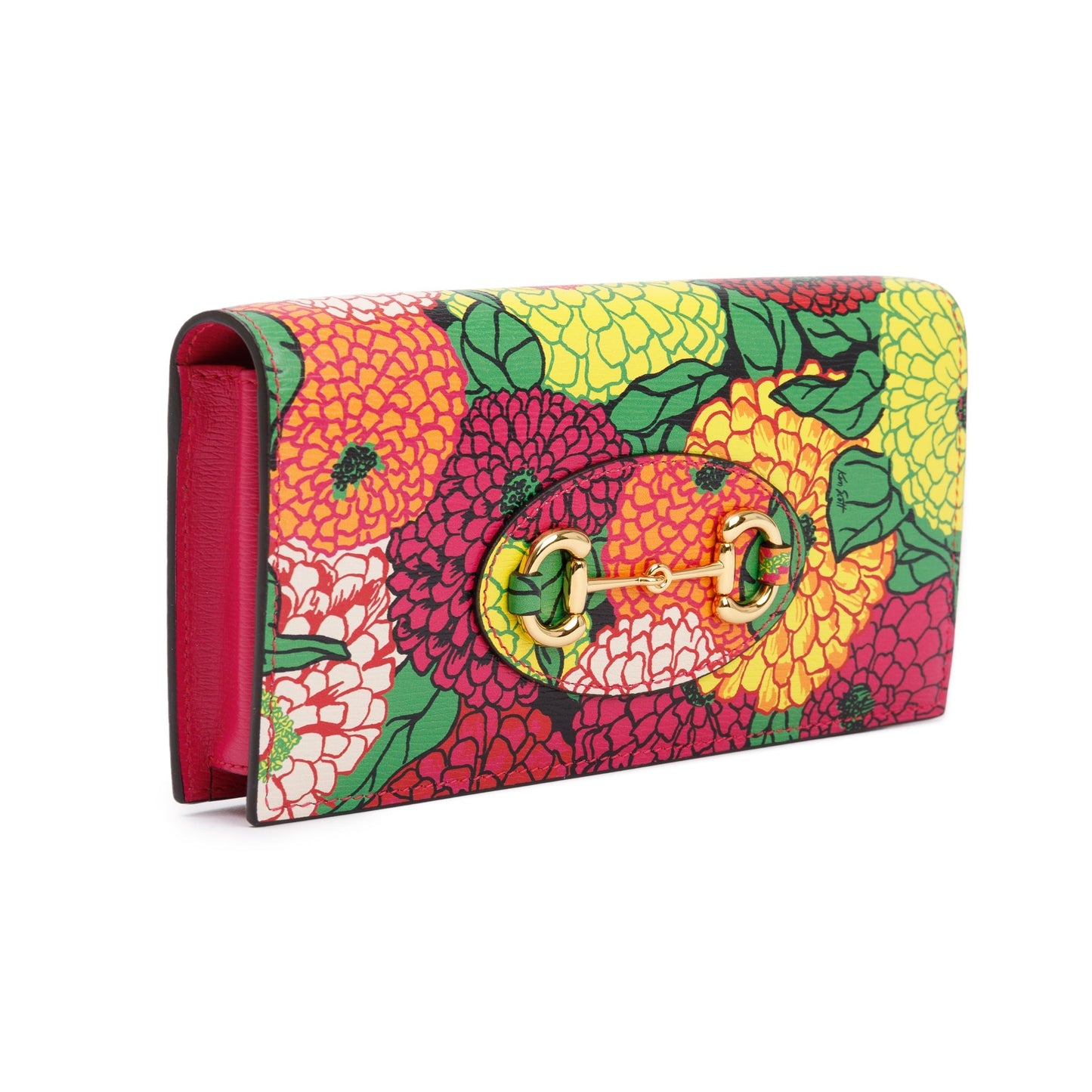 Gucci x Ken Scott Multicolor Pomponica Print Calfskin Horsebit 1955 Wallet on Chain