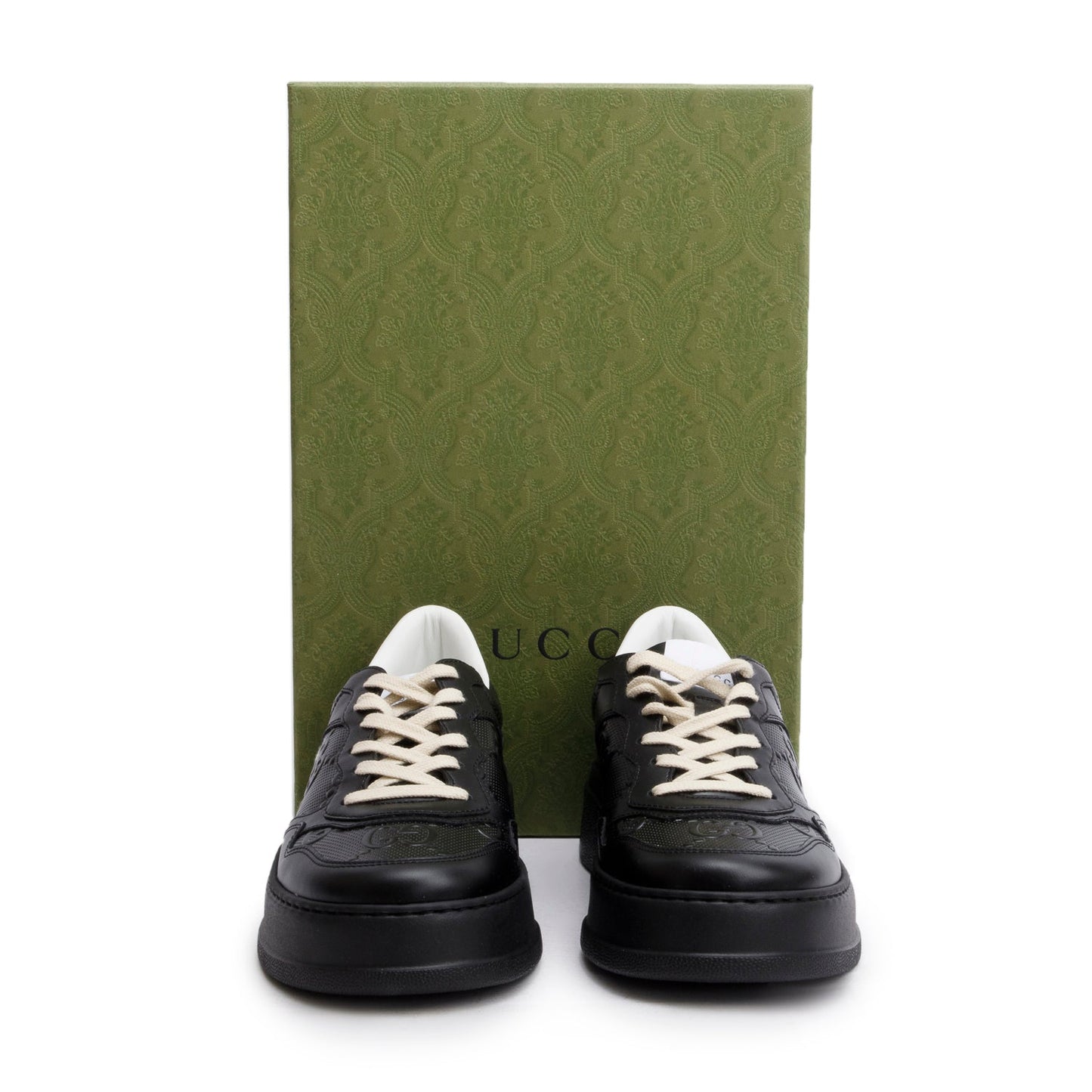 Gucci Black Embossed GG Logo Leather Chunky Sneakers