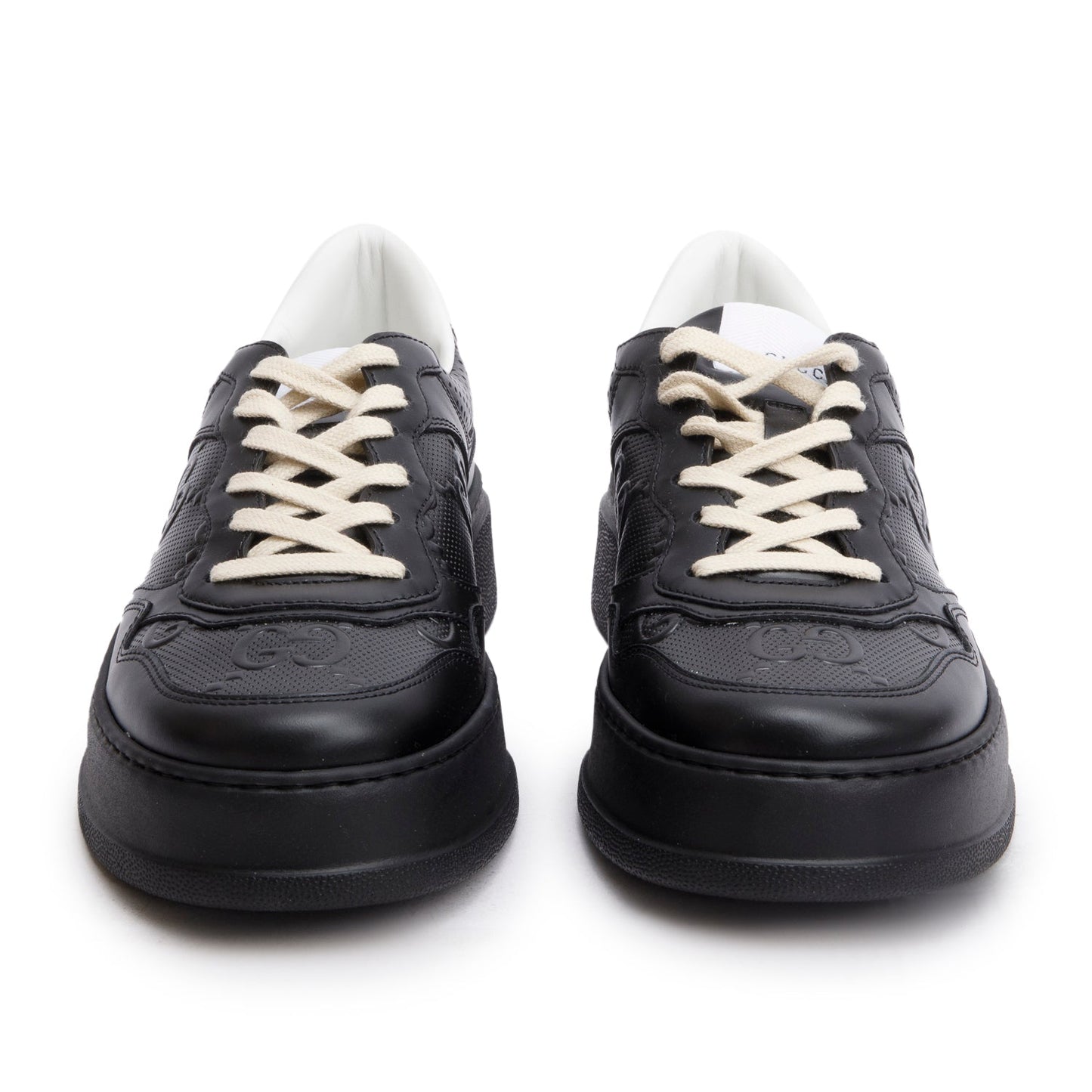 Gucci Black Embossed GG Logo Leather Chunky Sneakers