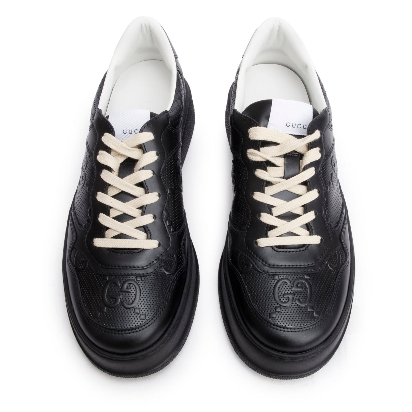 Gucci Black Embossed GG Logo Leather Chunky Sneakers