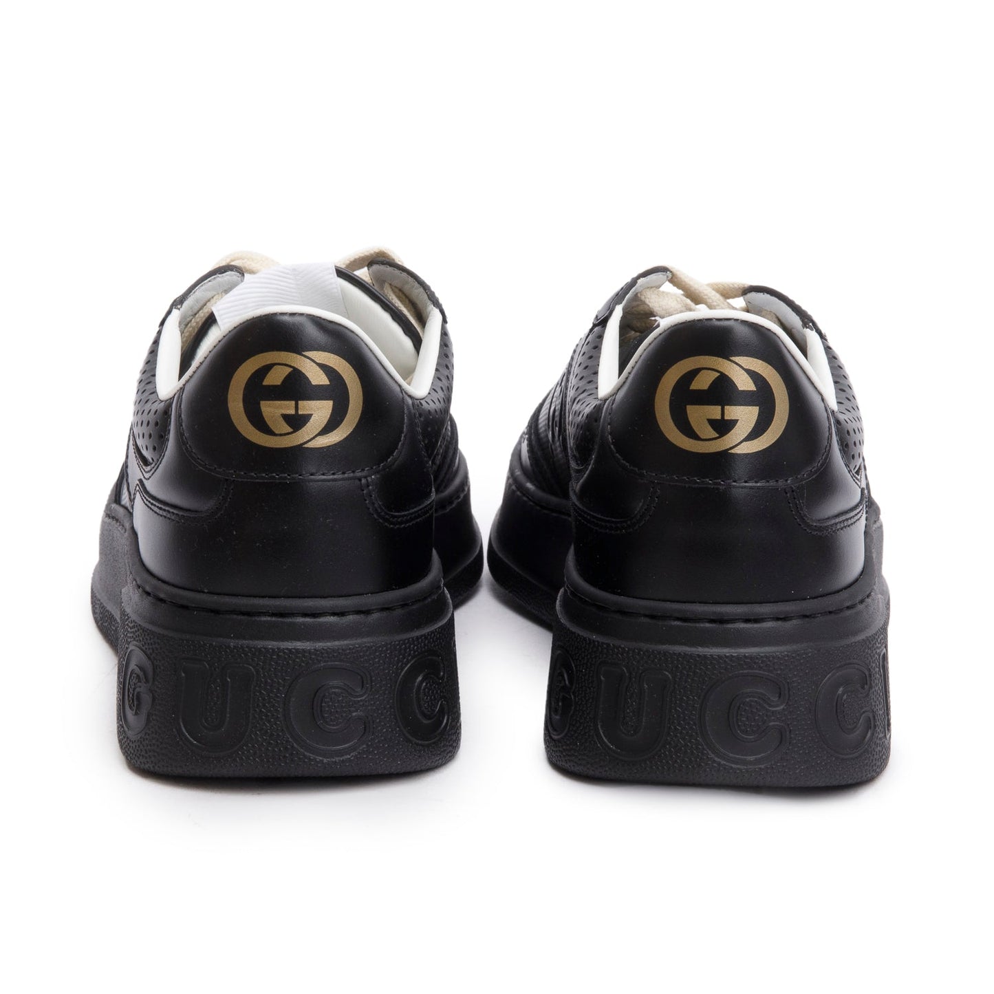 Gucci Black Embossed GG Logo Leather Chunky Sneakers