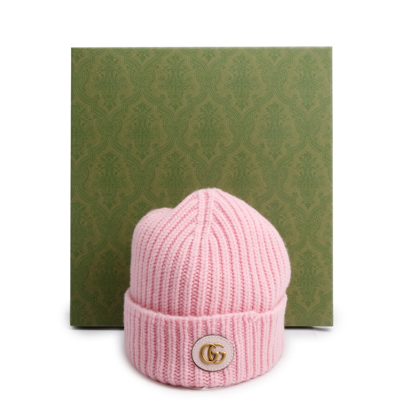 Gucci Pink Wool Cashmere Hat with Double G, Size M 57
