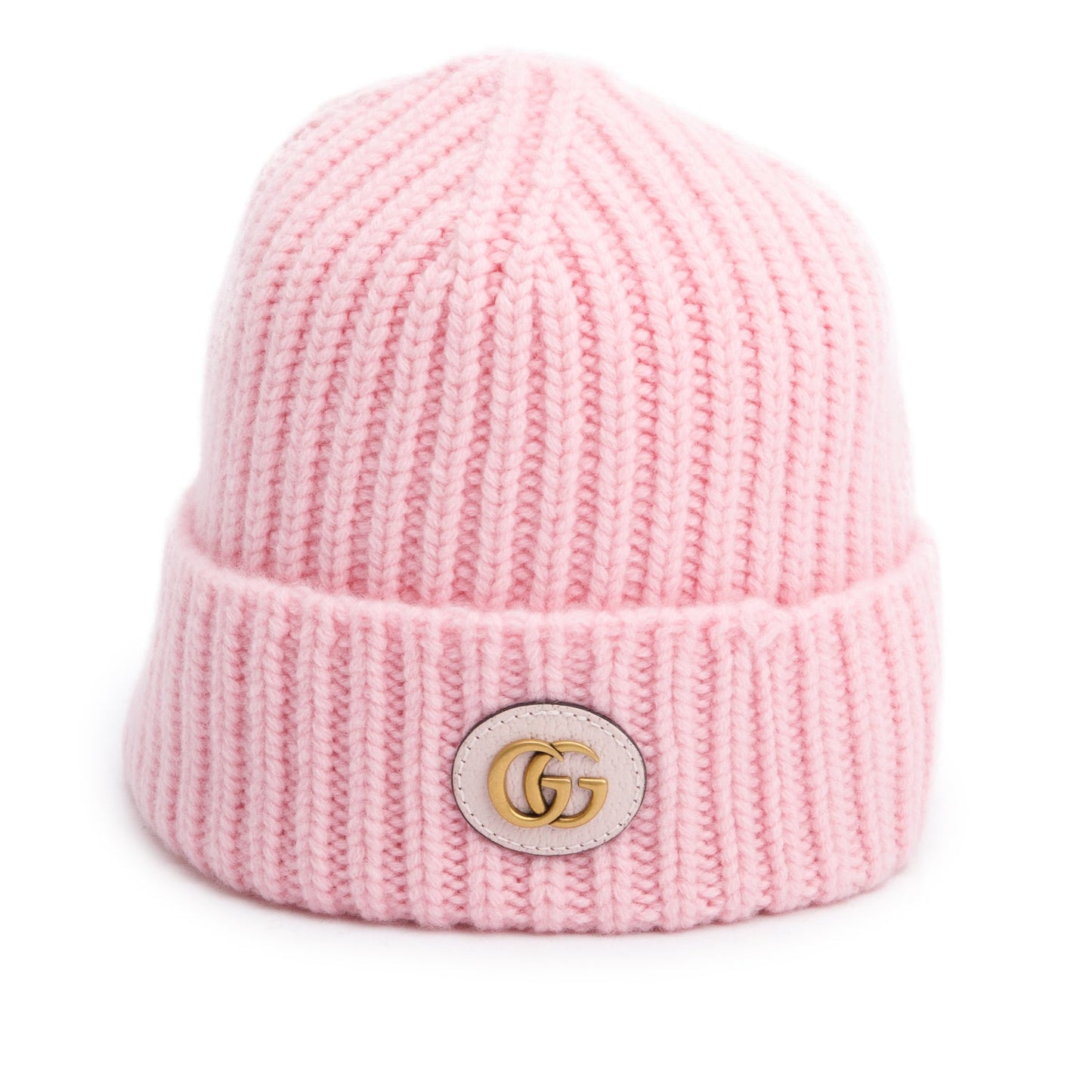 Gucci Pink Wool Cashmere Hat with Double G, Size M 57