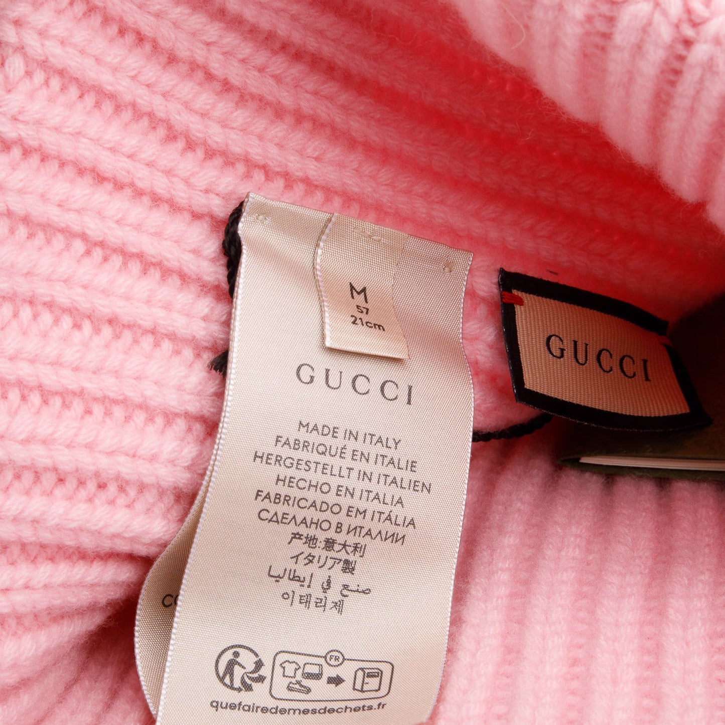 Gucci Pink Wool Cashmere Hat with Double G, Size M 57
