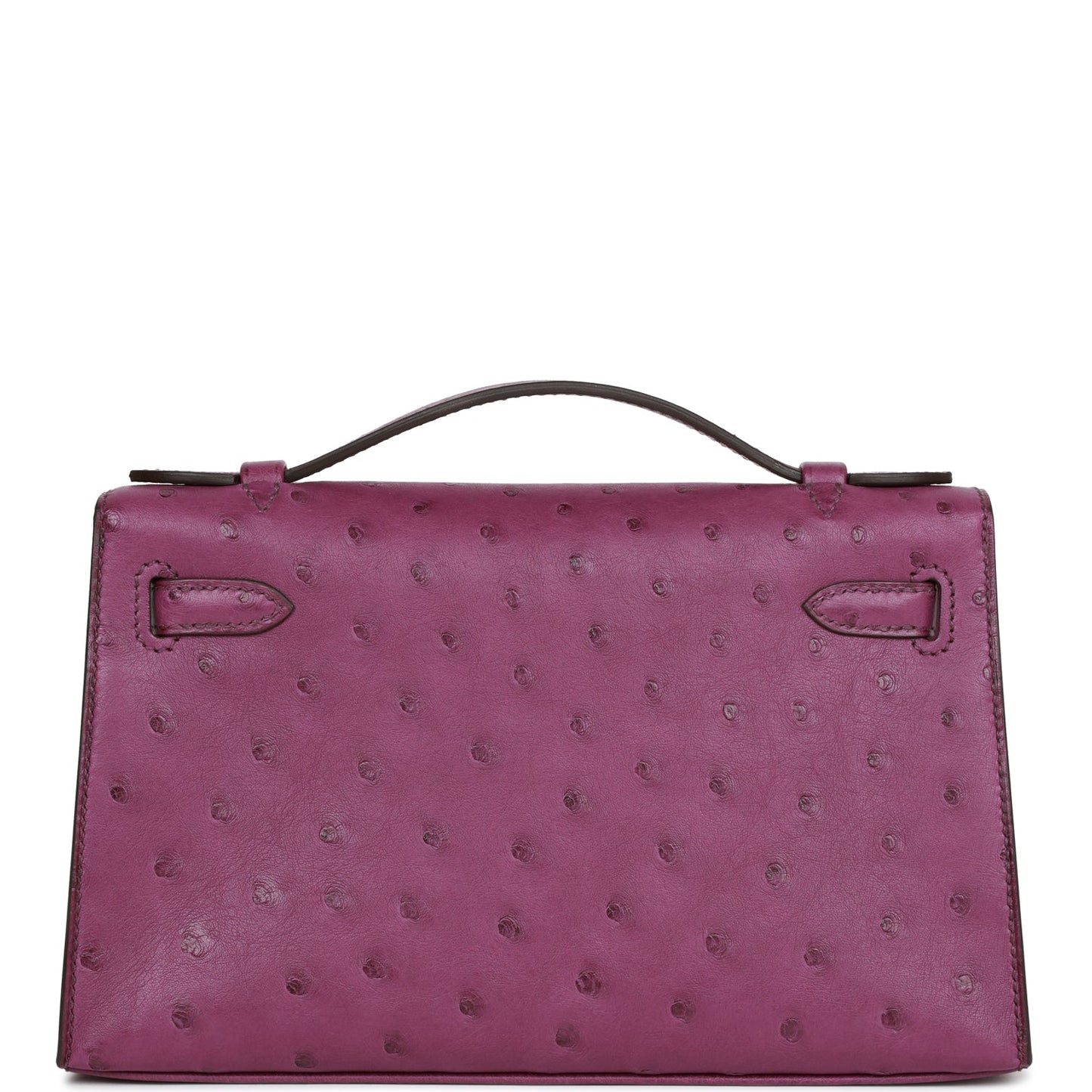 Luxury Hermes Kelly Pochette Anemone Ostrich Permabrass Hardware