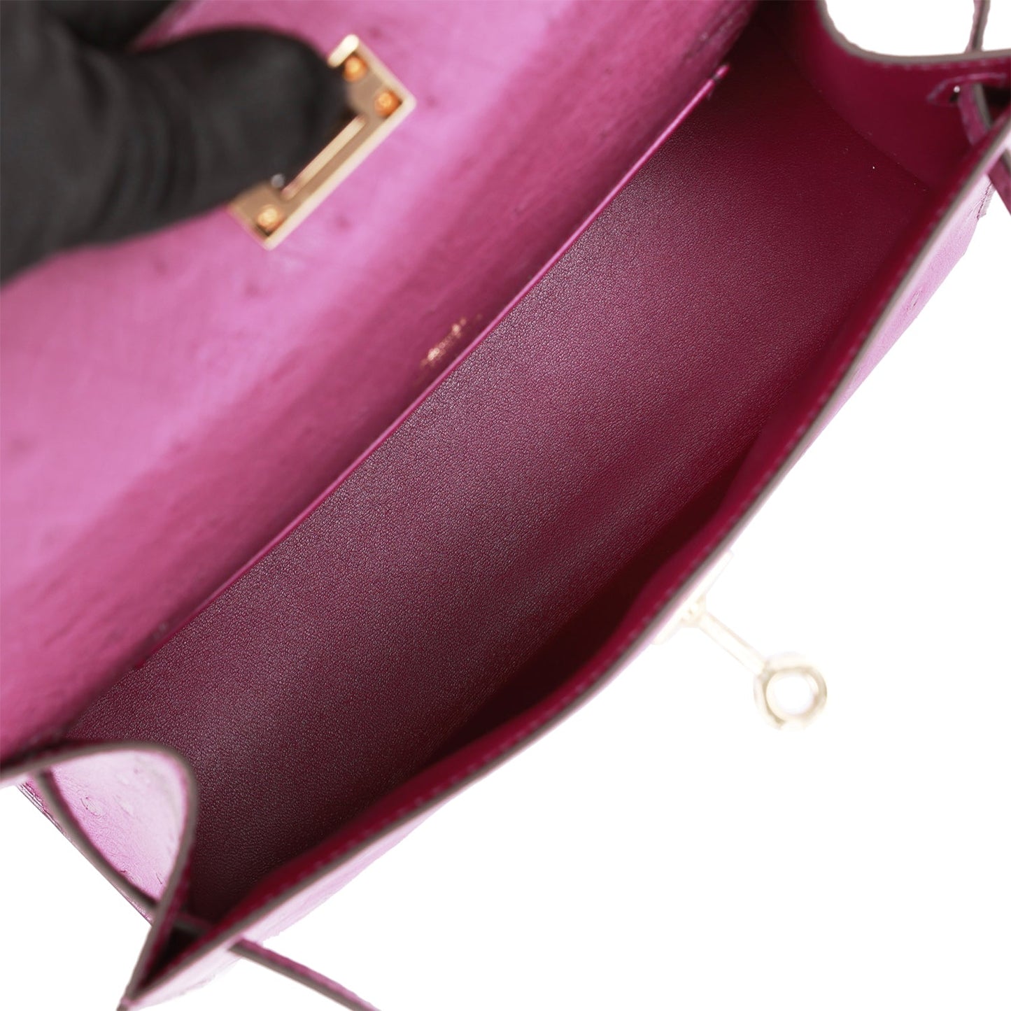 Luxury Hermes Kelly Pochette Anemone Ostrich Permabrass Hardware