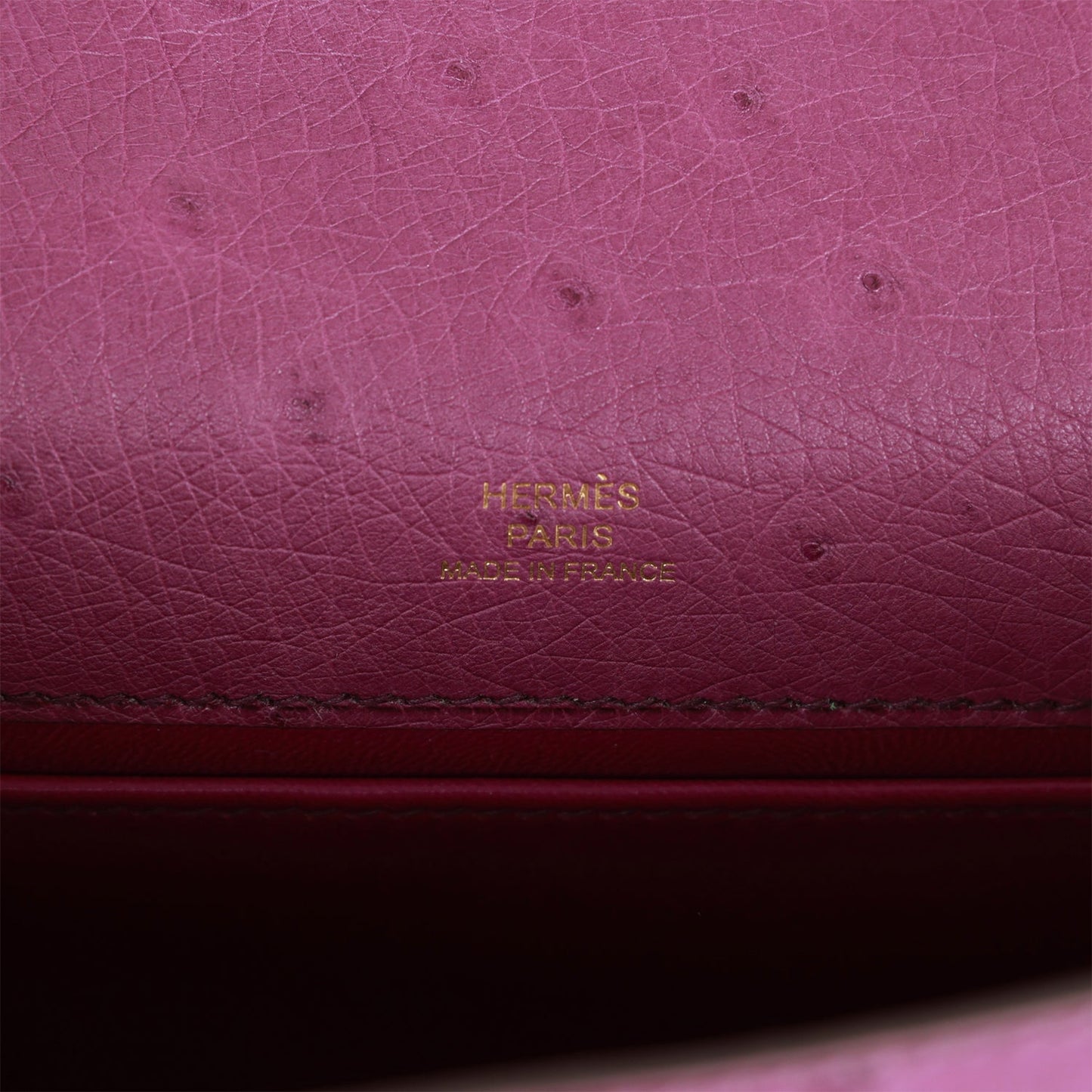 Luxury Hermes Kelly Pochette Anemone Ostrich Permabrass Hardware