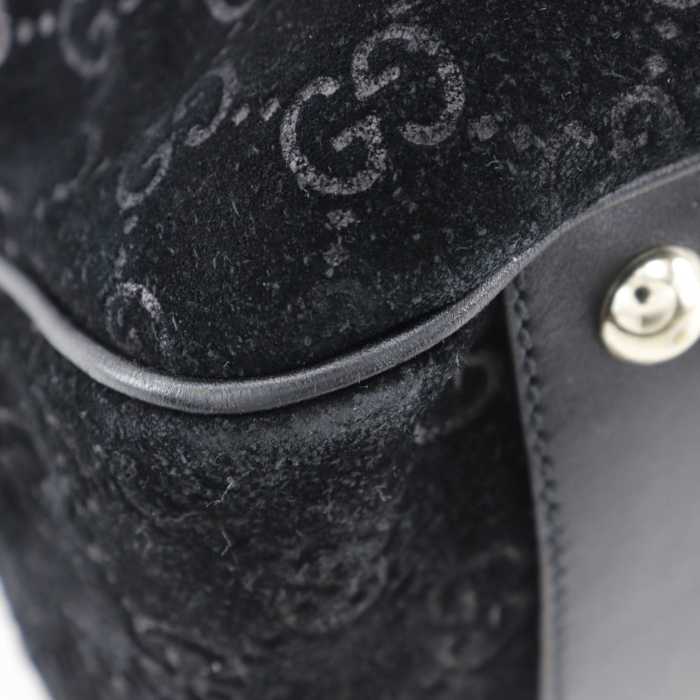 GUCCI Tote Bag 162160 Suede black GG Shelly line