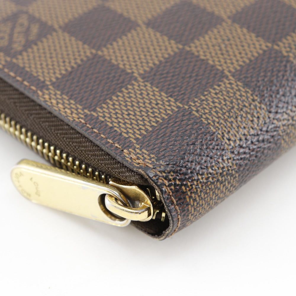 LOUIS VUITTON Long Wallet Purse N60015 Damier canvas Brown Zippy wallet mens(Unisex)