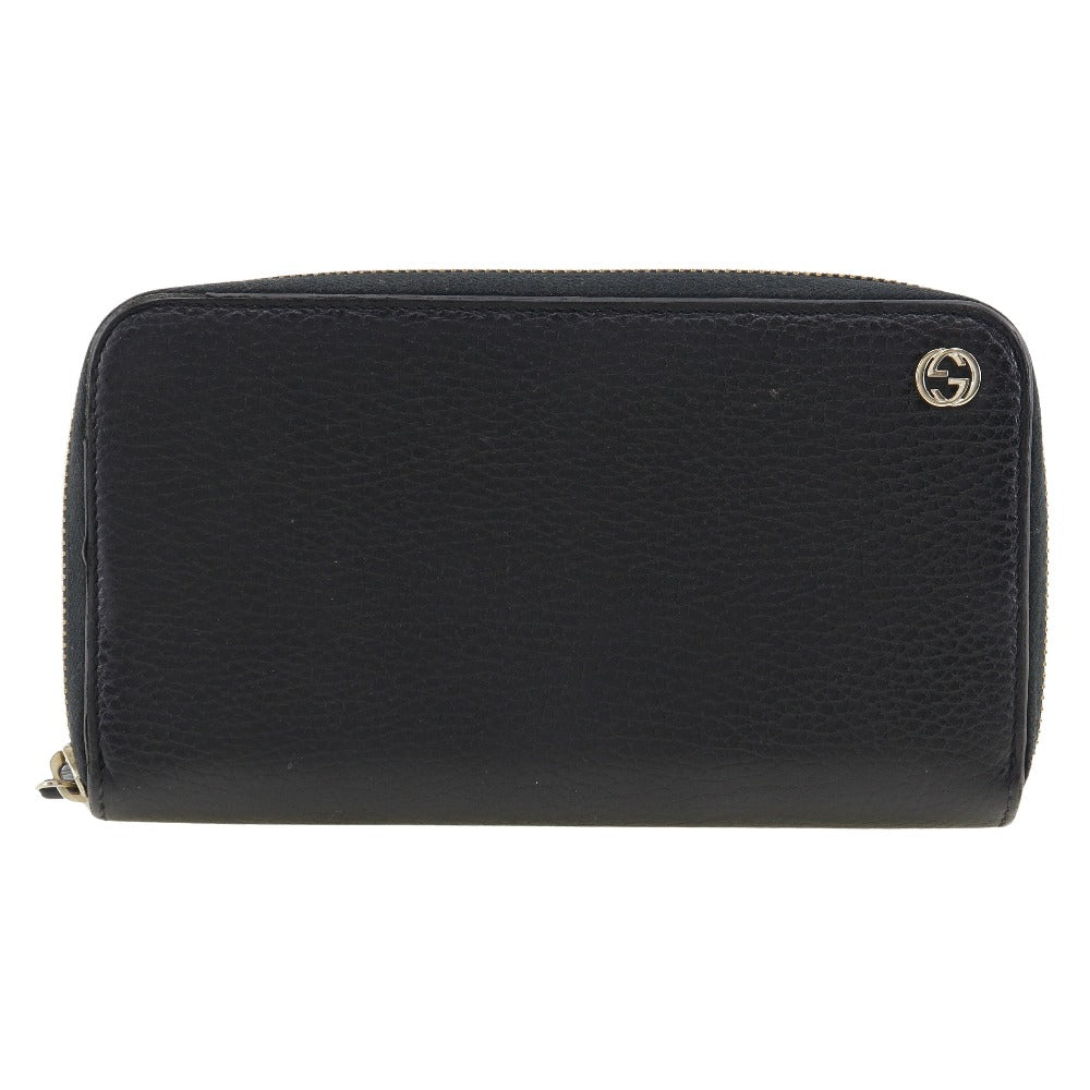 GUCCI Long Wallet Purse 509644 leather black Interlocking unisex(Unisex)