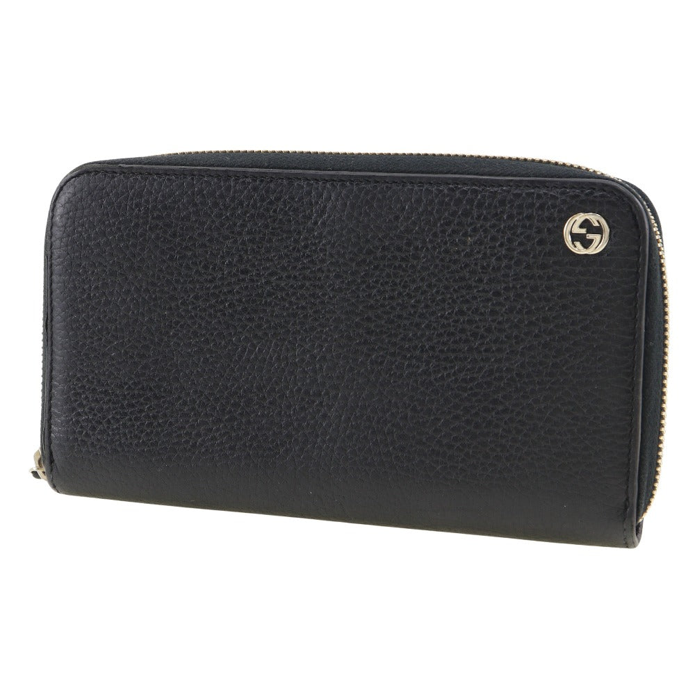 GUCCI Long Wallet Purse 509644 leather black Interlocking unisex(Unisex)