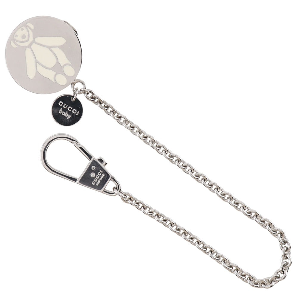 GUCCI key ring metallic Silver Chain with clip baby Women
