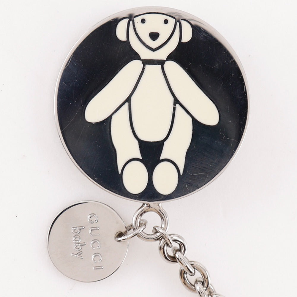 GUCCI key ring metallic Silver Chain with clip baby Women