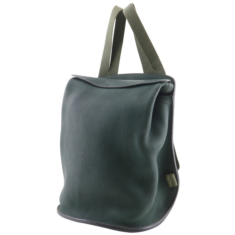 HERMES Backpack leather Green vintage Sherpa PM unisex(Unisex)