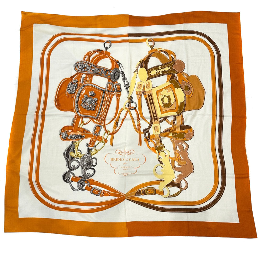 HERMES Stall Cashmere, Silk Orange Caljean 140 Women
