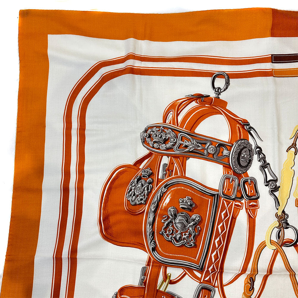 HERMES Stall Cashmere, Silk Orange Caljean 140 Women