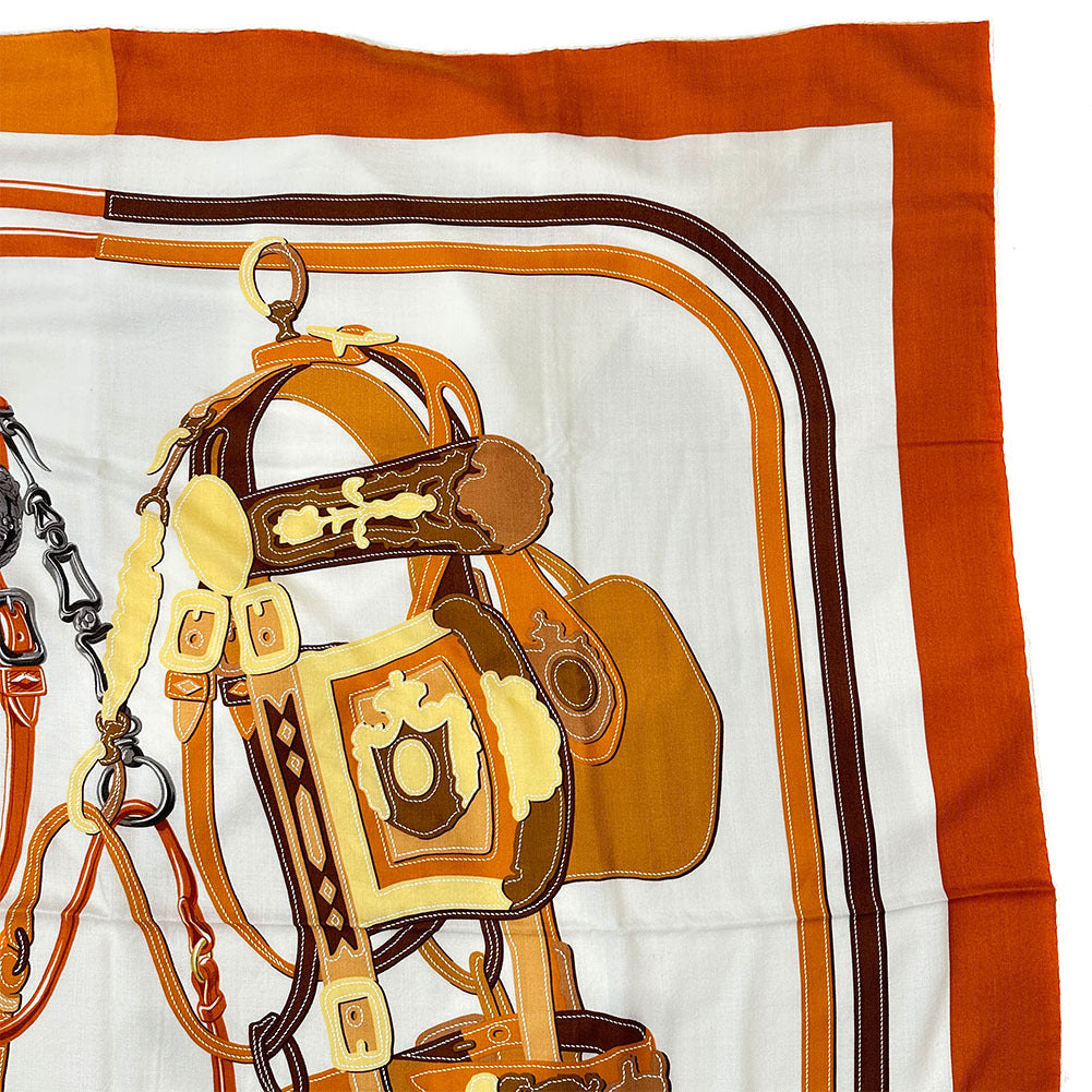 HERMES Stall Cashmere, Silk Orange Caljean 140 Women