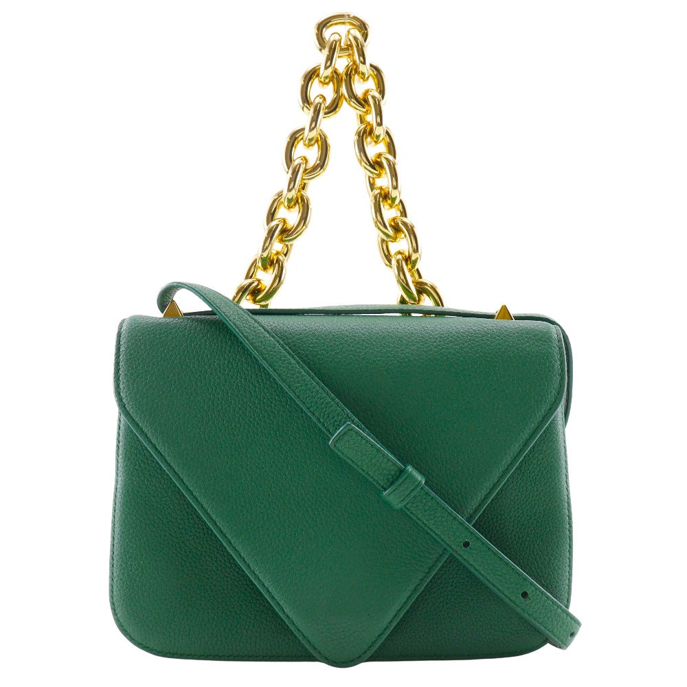 BOTTEGAVENETA Shoulder Bag leather Green 2WAYChainShoulder Mounting Envelope Women