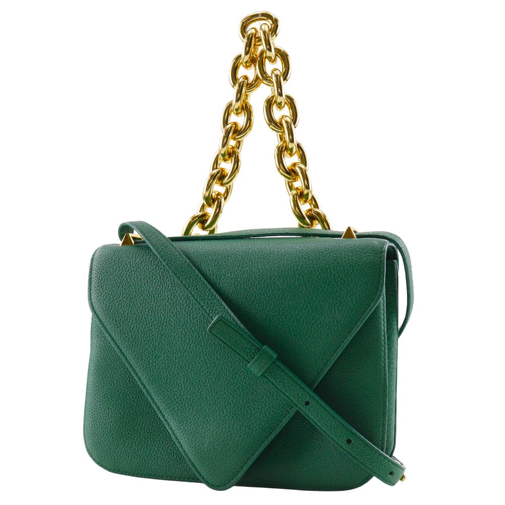 BOTTEGAVENETA Shoulder Bag leather Green 2WAYChainShoulder Mounting Envelope Women