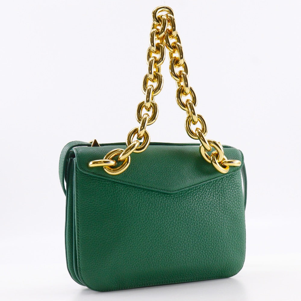 BOTTEGAVENETA Shoulder Bag leather Green 2WAYChainShoulder Mounting Envelope Women