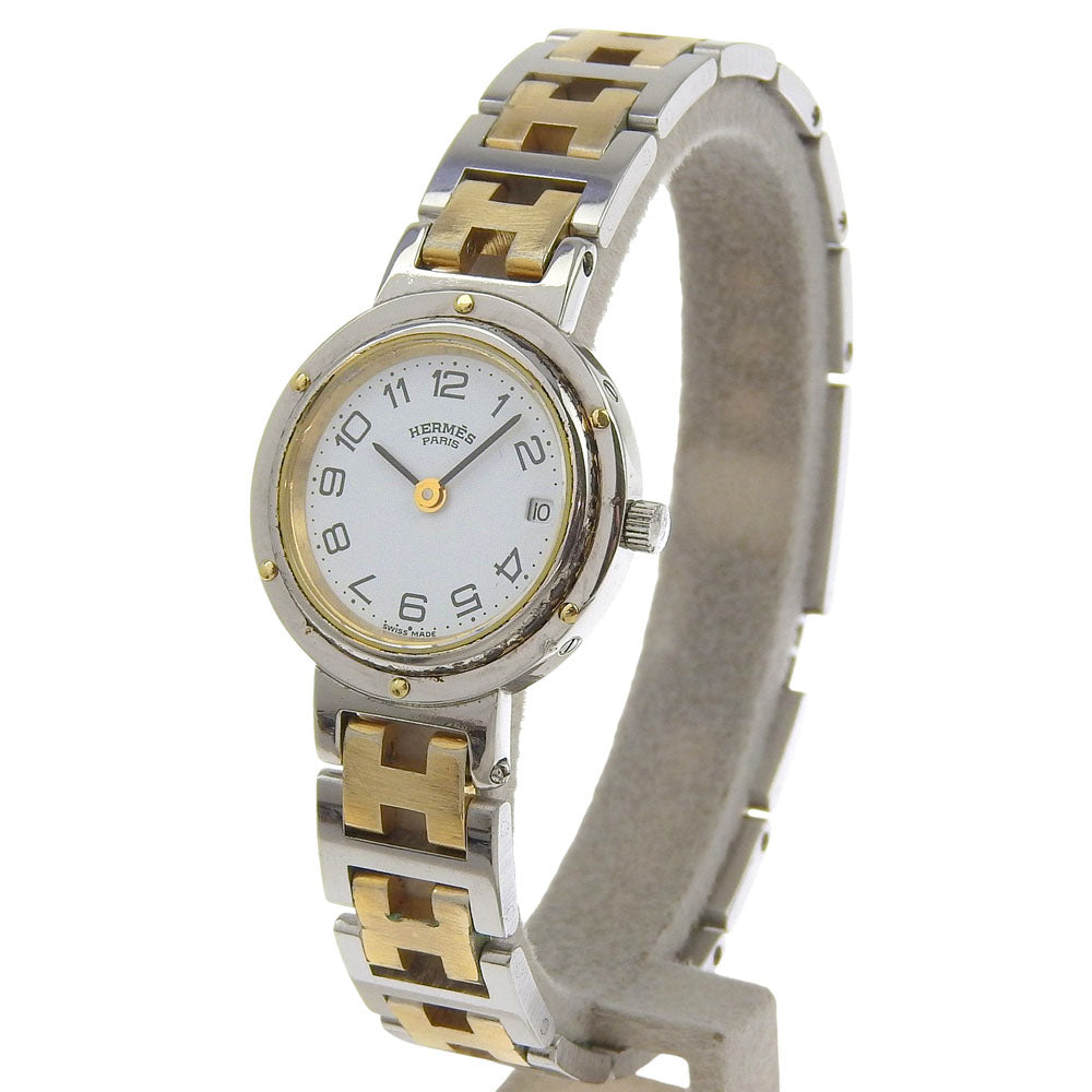 HERMES Watches Quartz Stainless Steel , Plated Gold white Clipper white dial