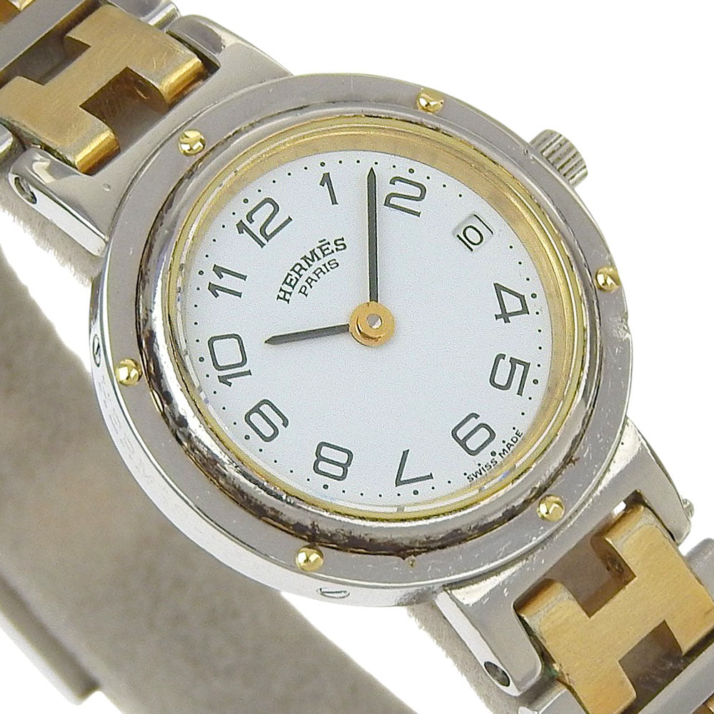 HERMES Watches Quartz Stainless Steel , Plated Gold white Clipper white dial