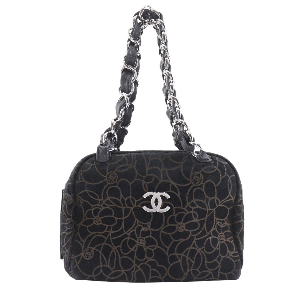 CHANEL Tote Bag Suede black ChainShoulder Camelia Women