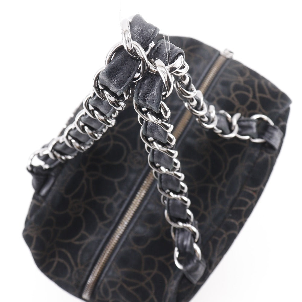 CHANEL Tote Bag Suede black ChainShoulder Camelia Women