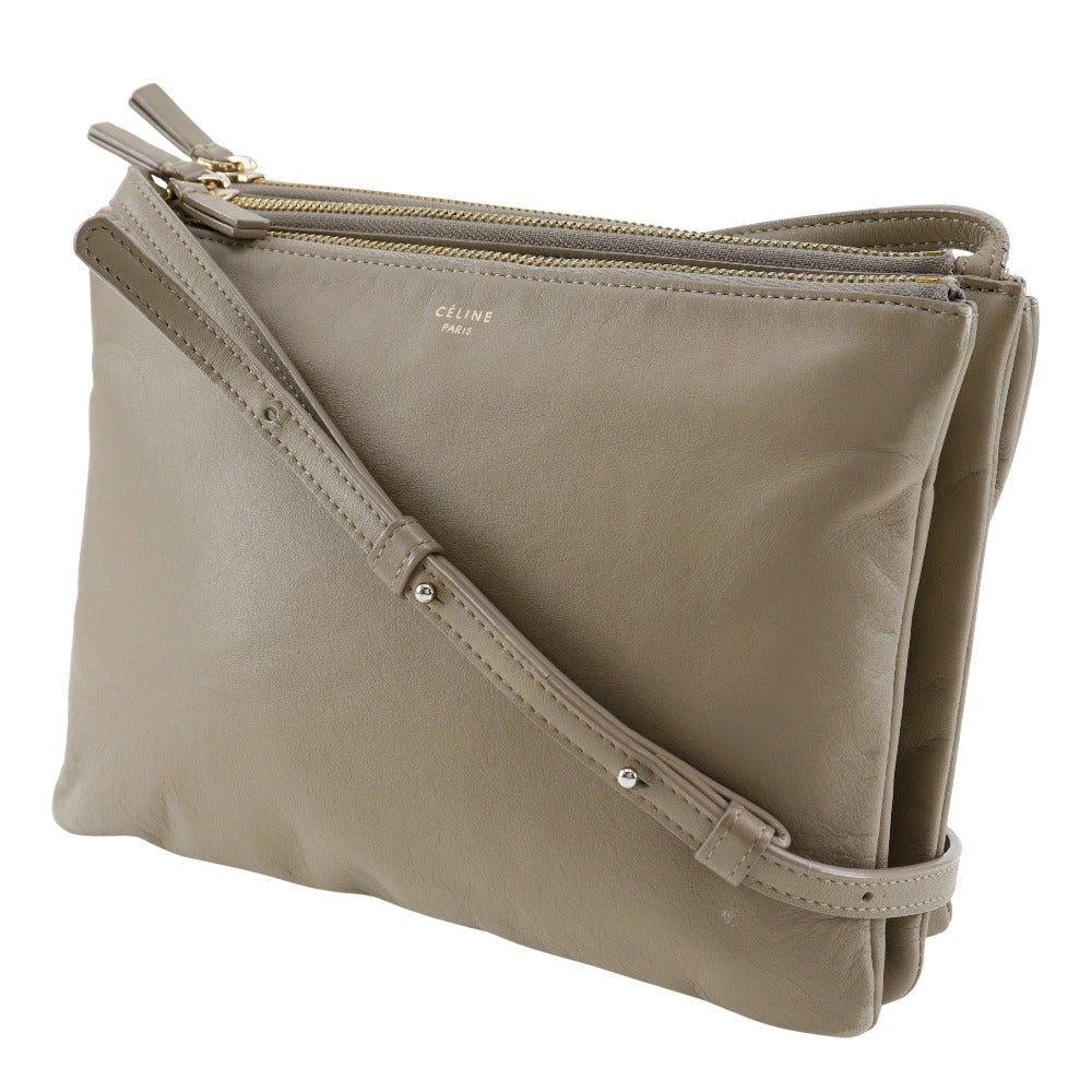 CELINE Shoulder Bag Calfskin gray Trio Large Women