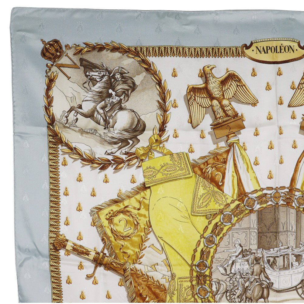 HERMES scarf silk light blue NAPOLEON Carre90