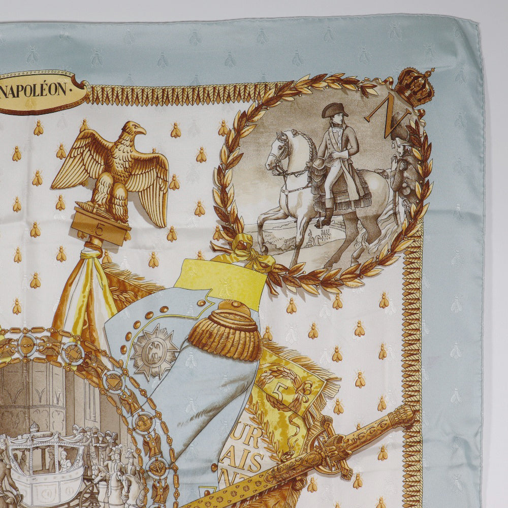 HERMES scarf silk light blue NAPOLEON Carre90