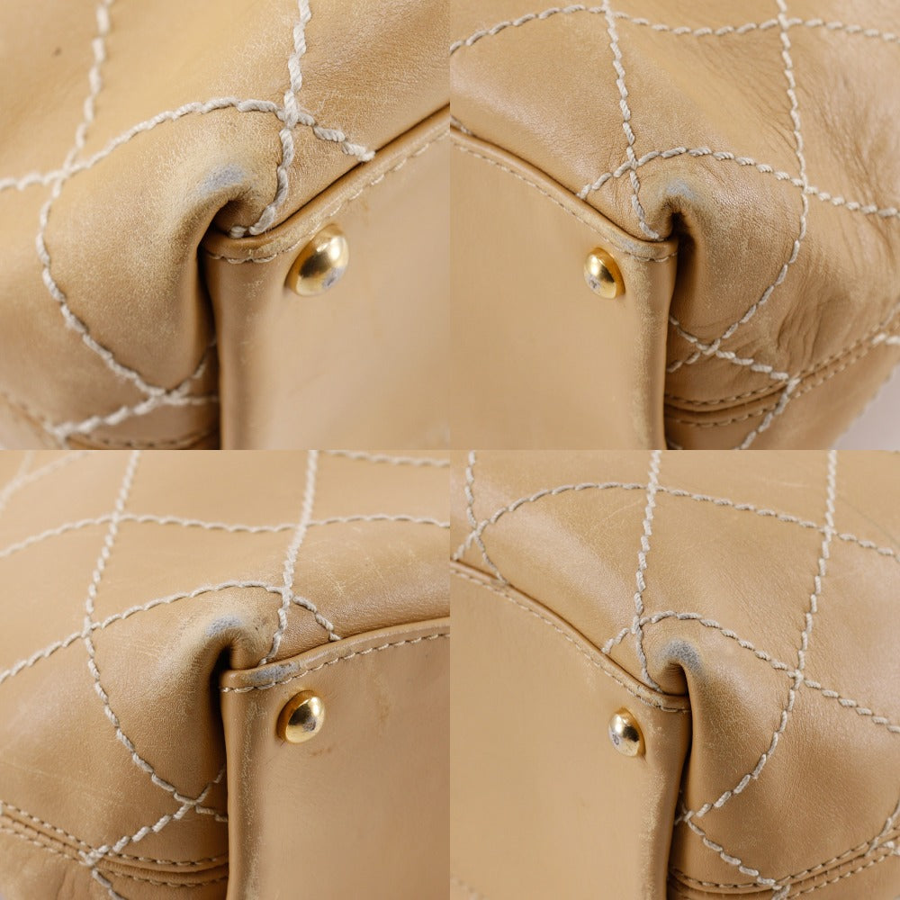 CHANEL Tote Bag Calfskin beige Wild stitch