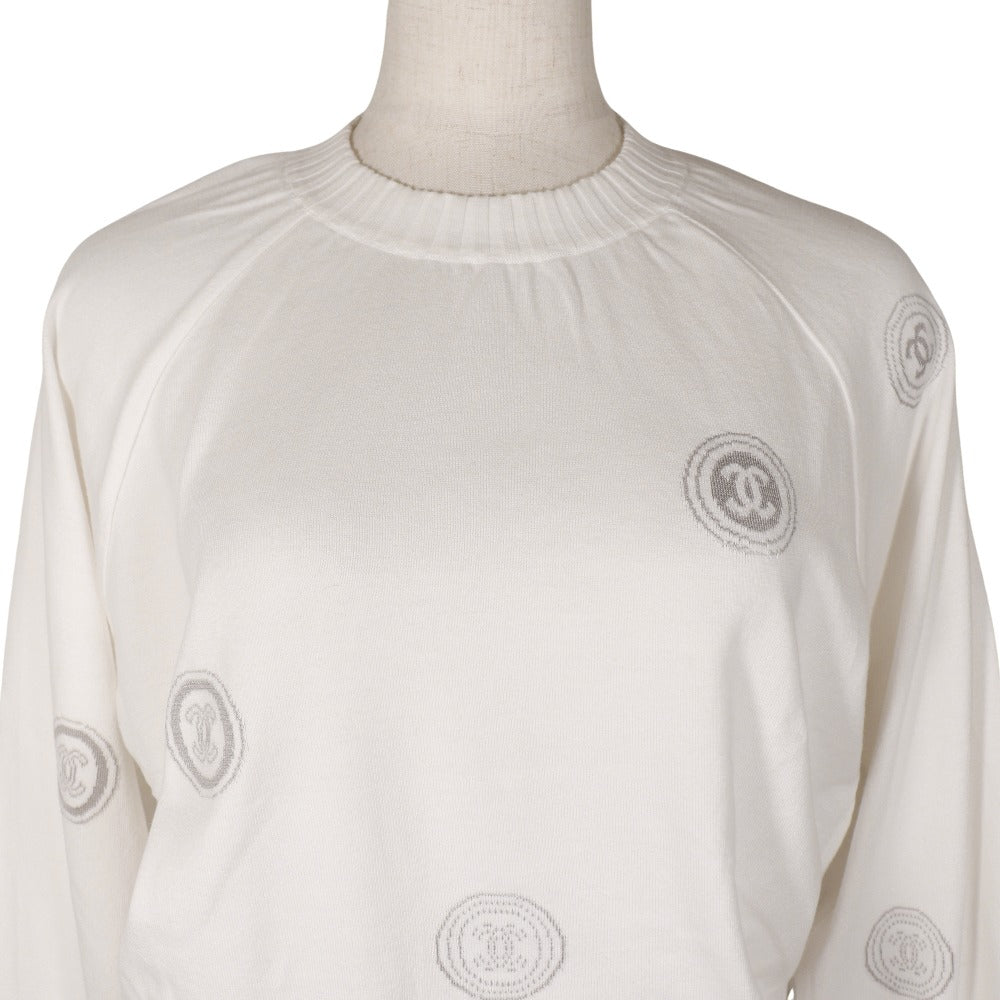 CHANEL sweater P17664V00938 cotton White 01P COCO Mark Women 42