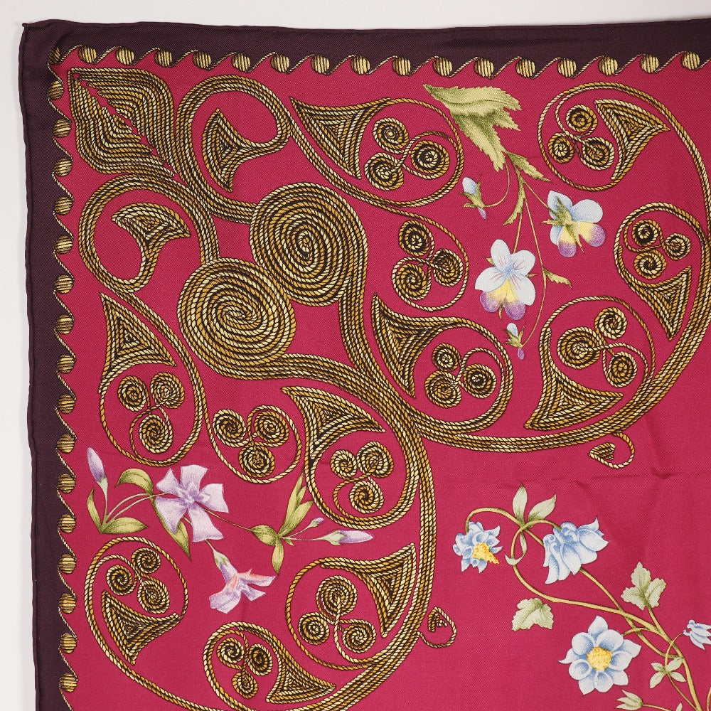 HERMES scarf silk Red ARABESQUES arabesque Carre90 Women